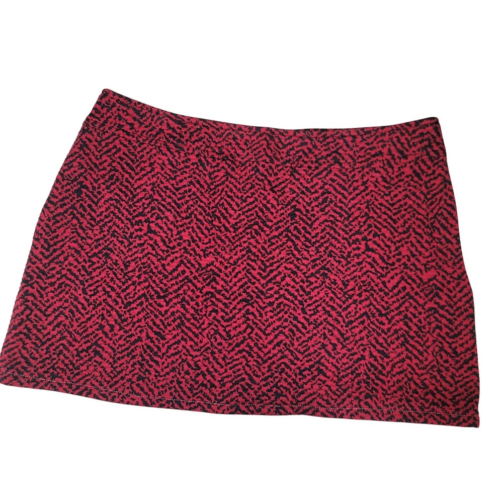 Windridge Cheryl Nash Red Black Abstract Chevron Knit Mini Skirt Size 6 Vintage